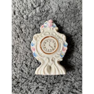 Vintage Mantel Clock Ceramic Porcelain Figurine Made In Japan